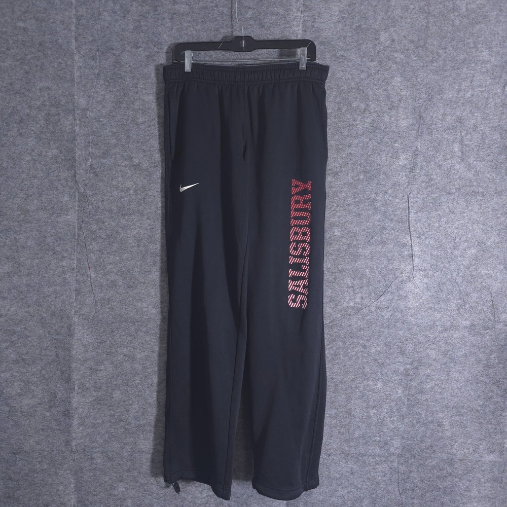 Nike Black Dri-Fit Jogger Pants Size Medium Men's White Swoosh Logo Therma Fit